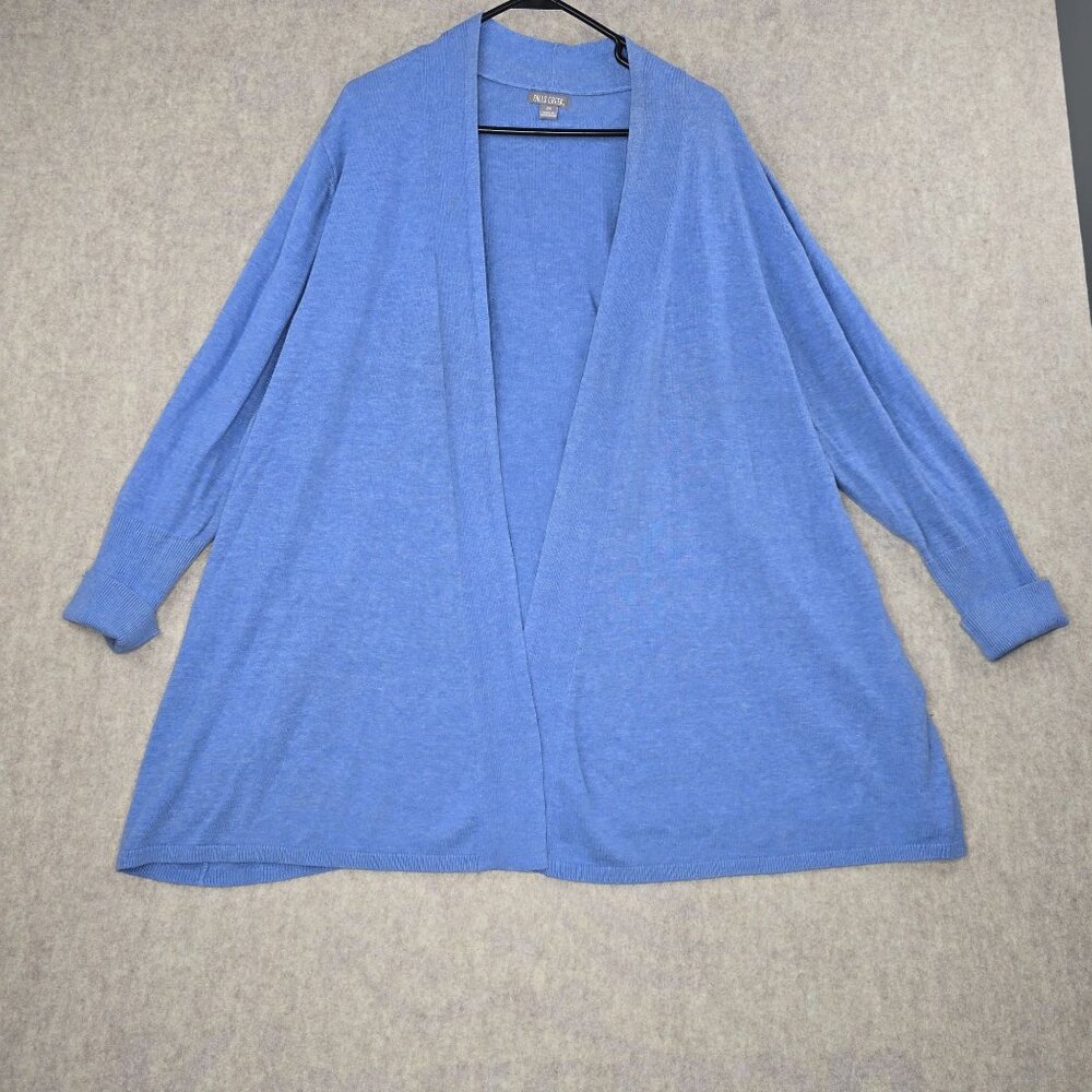 Falls Creek 2X Open Front Blue Cardigan Sweater Cotton/Viscose